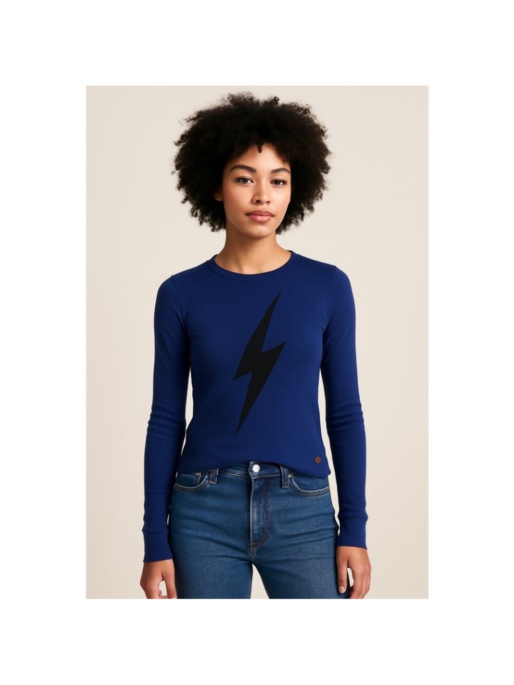 Aviator Nation Navy Long-Sleeve Lightning Graphic Tee